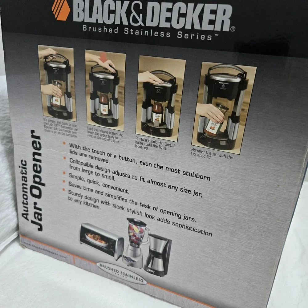 Black & Decker Lids Off Automatic Jar Opener Brushed Stainless JW200BMT New